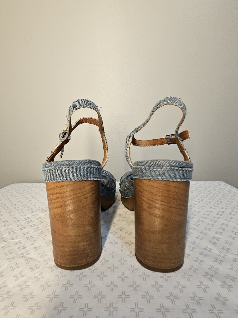 Lucky Brand Y2K Denim Platform Heeled Sandals with Ankle Strap - Picture 5 of 12